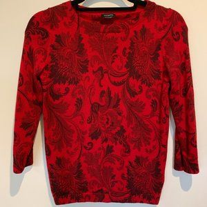 Talbots Sweater Red Paisley Size Small